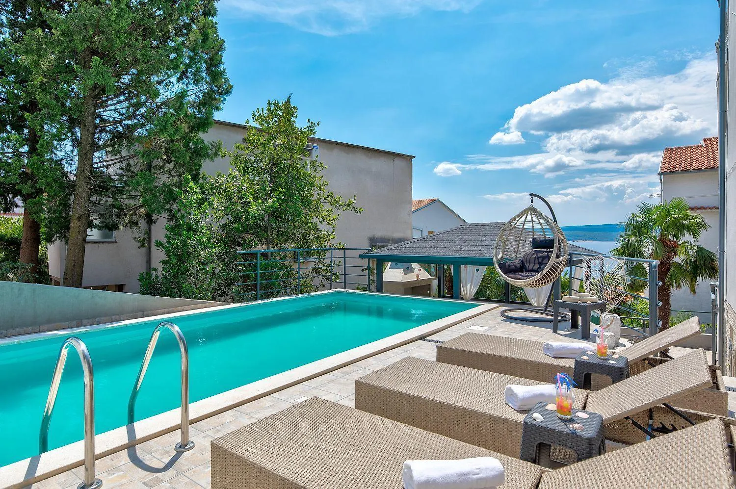 Modernes Apartment Nur 150 Meter Zum Strand Mit Pool, Jacuzzi, Meerblick, Billard Dramalj Croatia